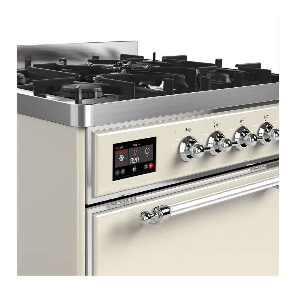 ILVE UM30DQNE3AWC Majestic II 30 inch Dual Fuel Range with 5 Black Brass Burners (Natural Gas, Solid Door, Antique White, Chrome) 6 ILVE UM30D Majestic II 30 inch Dual Fuel Range with 5 Black Brass Burners