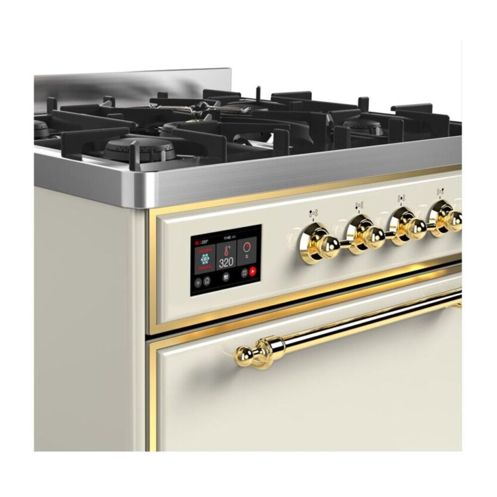 ILVE UM30D Majestic II 30 inch Dual Fuel Range with 5 Black Brass Burners