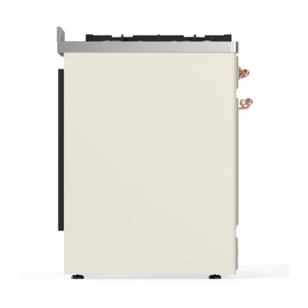 ILVE UM30DQNE3AWPLP Majestic II 30 inch Dual Fuel Range with 5 Black Brass Burners (Liquid Propane, Solid Door, Antique White, Copper) 8 ILVE_UM30DQNE3AWPLP_Majestic_II_30"_Dual_Fuel_Range_Left_Angle