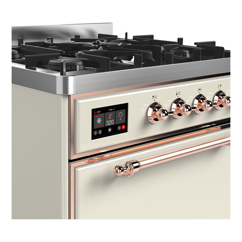 ILVE UM30D Majestic II 30 inch Dual Fuel Range with 5 Black Brass Burners