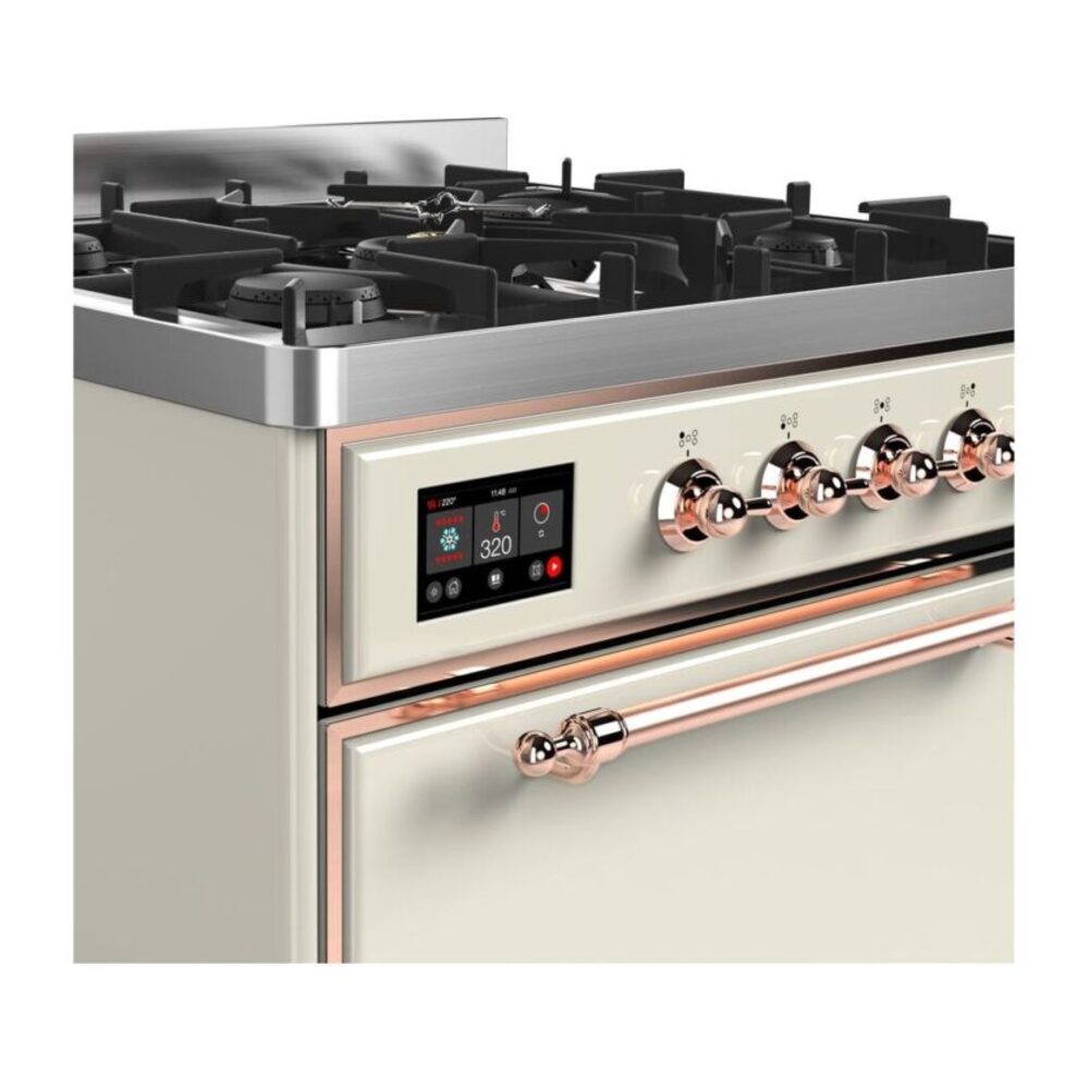 ILVE UM30D Majestic II 30 inch Dual Fuel Range with 5 Black Brass Burners