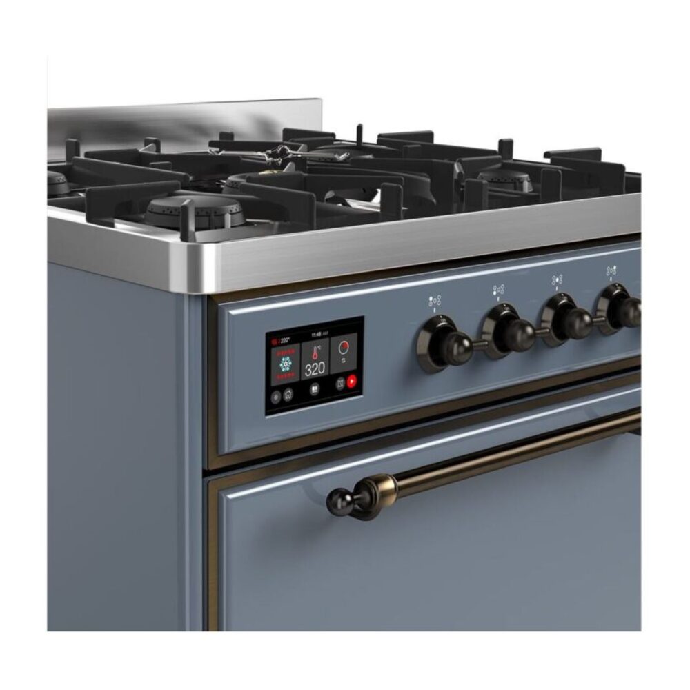 ILVE UM30D Majestic II 30 inch Dual Fuel Range with 5 Black Brass Burners