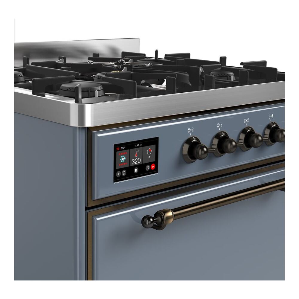 ILVE UM30D Majestic II 30 inch Dual Fuel Range with 5 Black Brass Burners