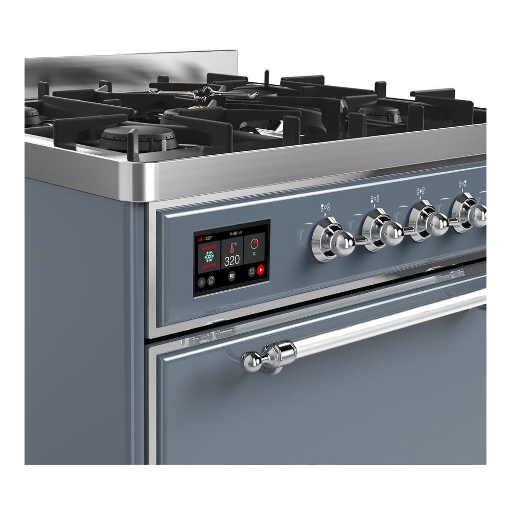 ILVE UM30D Majestic II 30 inch Dual Fuel Range with 5 Black Brass Burners