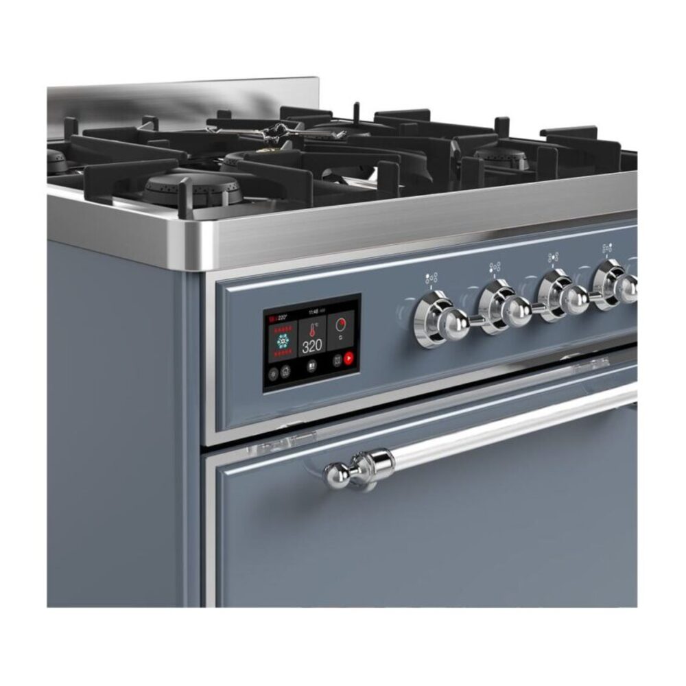 ILVE UM30D Majestic II 30 inch Dual Fuel Range with 5 Black Brass Burners