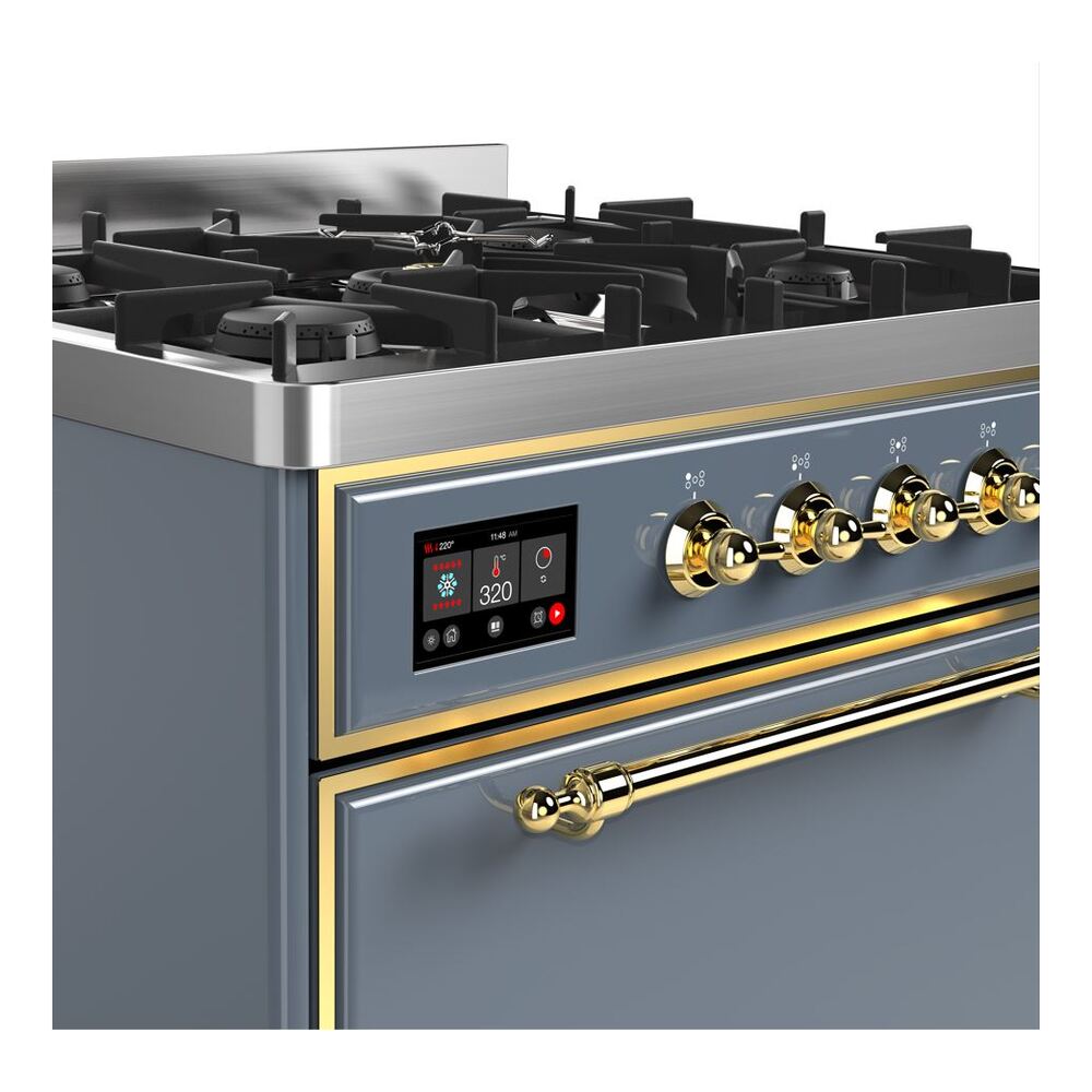 ILVE UM30D Majestic II 30 inch Dual Fuel Range with 5 Black Brass Burners