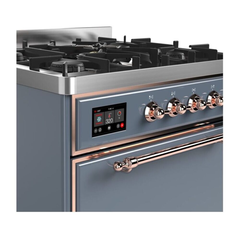 ILVE UM30D Majestic II 30 inch Dual Fuel Range with 5 Black Brass Burners