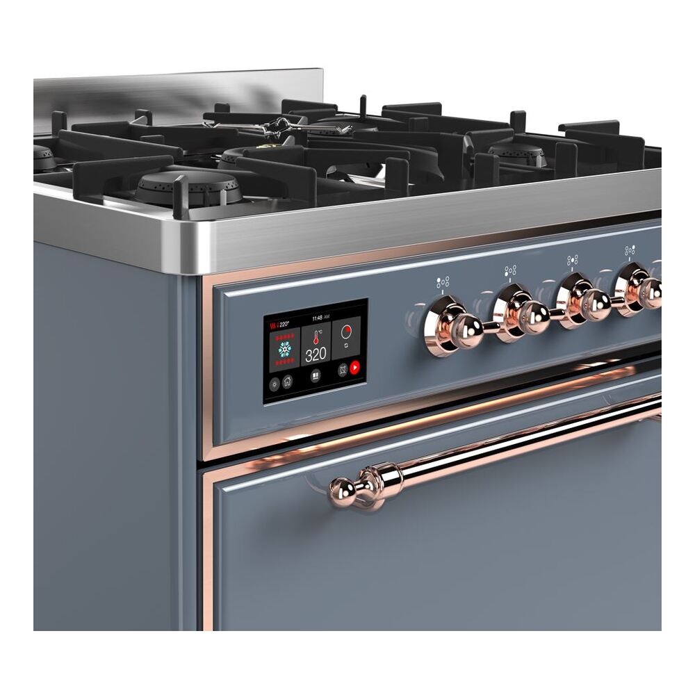 ILVE UM30D Majestic II 30 inch Dual Fuel Range with 5 Black Brass Burners