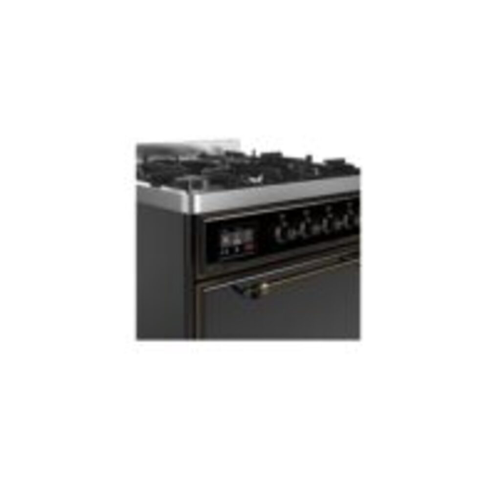 ILVE UM30D Majestic II 30 inch Dual Fuel Range with 5 Black Brass Burners