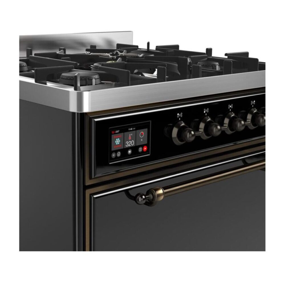 ILVE UM30D Majestic II 30 inch Dual Fuel Range with 5 Black Brass Burners