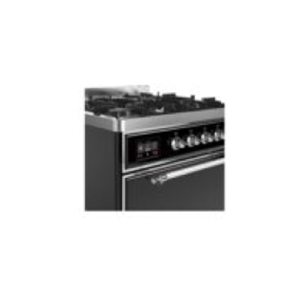 ILVE UM30D Majestic II 30 inch Dual Fuel Range with 5 Black Brass Burners