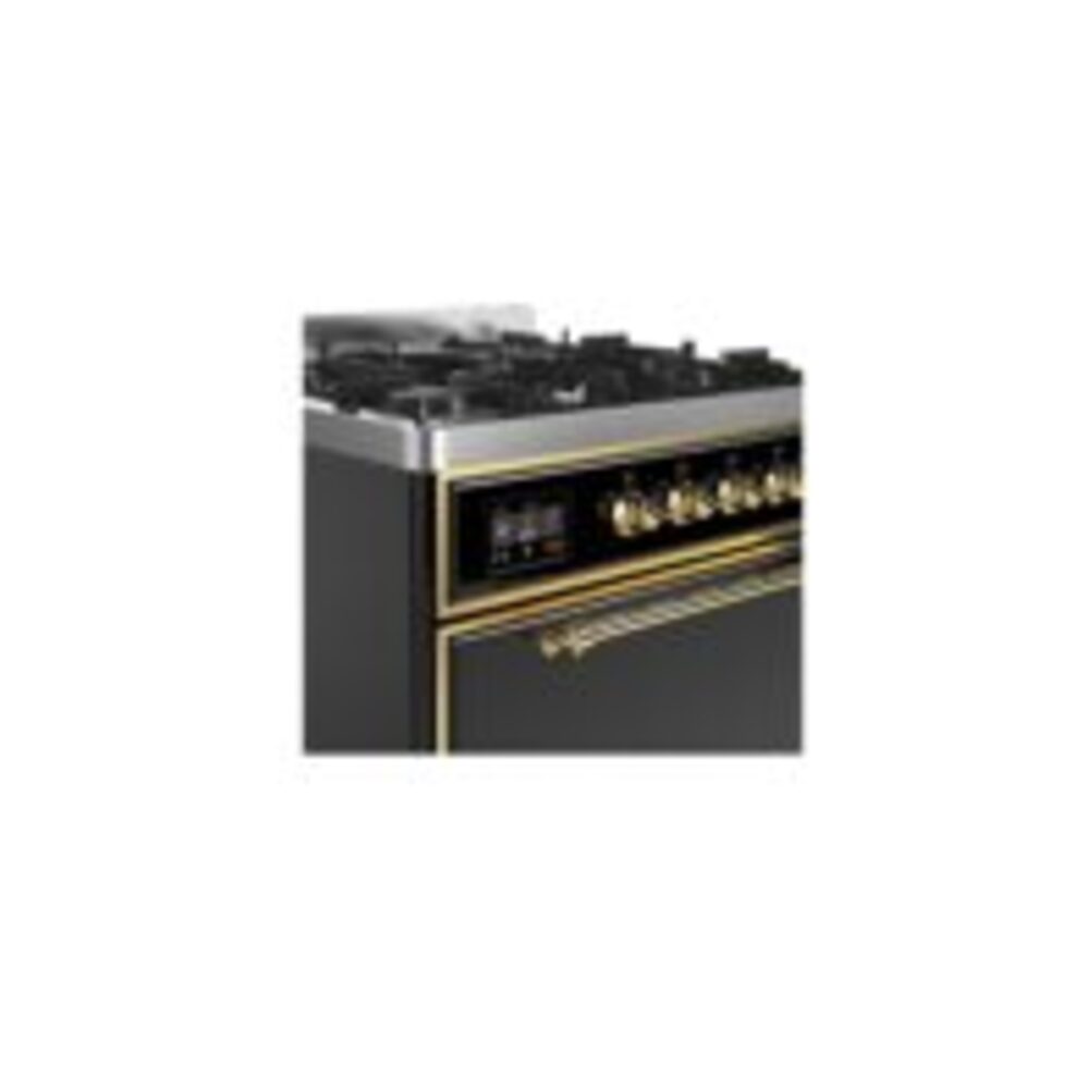 ILVE UM30D Majestic II 30 inch Dual Fuel Range with 5 Black Brass Burners