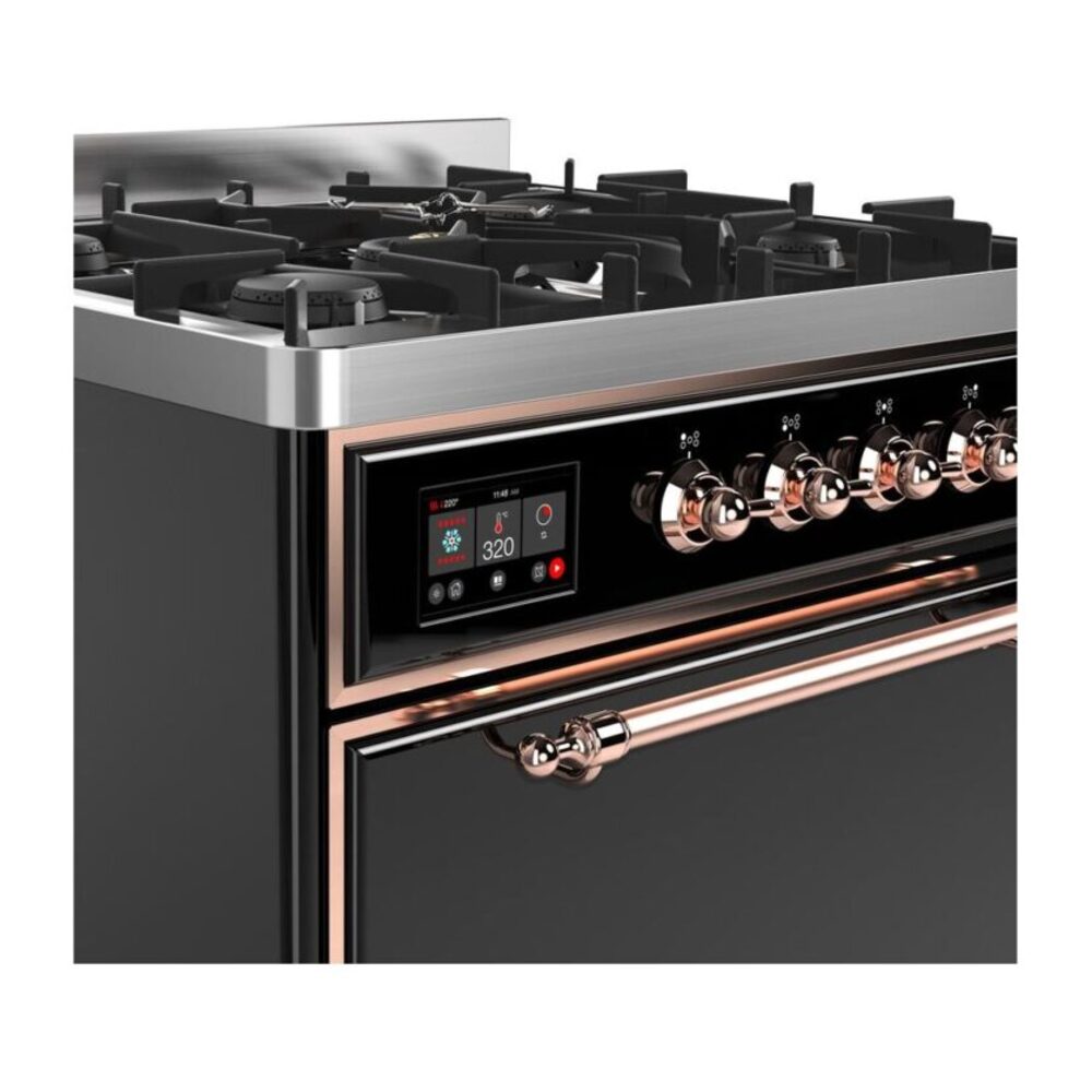 ILVE UM30D Majestic II 30 inch Dual Fuel Range with 5 Black Brass Burners