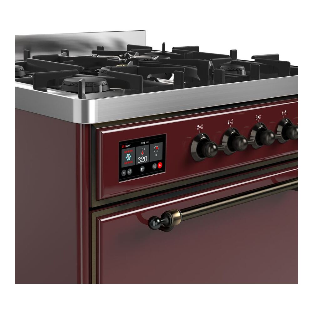 ILVE UM30D Majestic II 30 inch Dual Fuel Range with 5 Black Brass Burners
