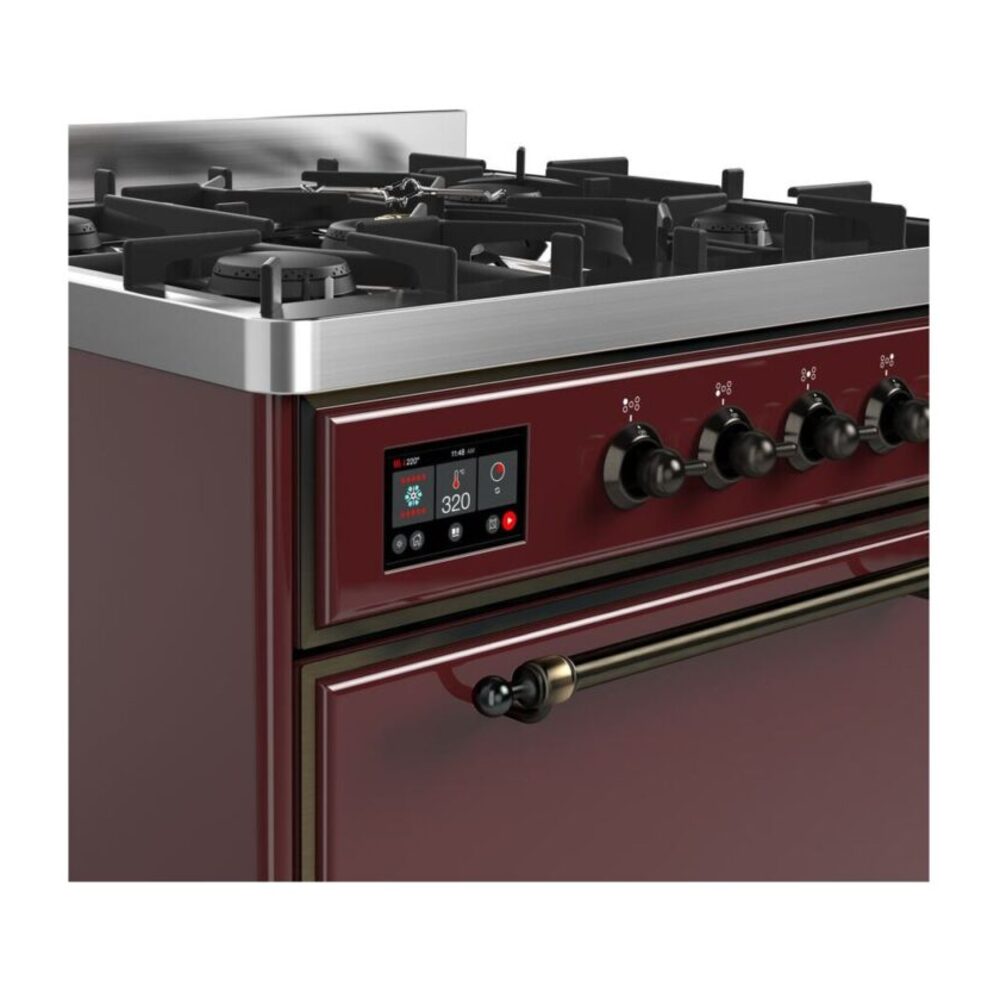 ILVE UM30D Majestic II 30 inch Dual Fuel Range with 5 Black Brass Burners