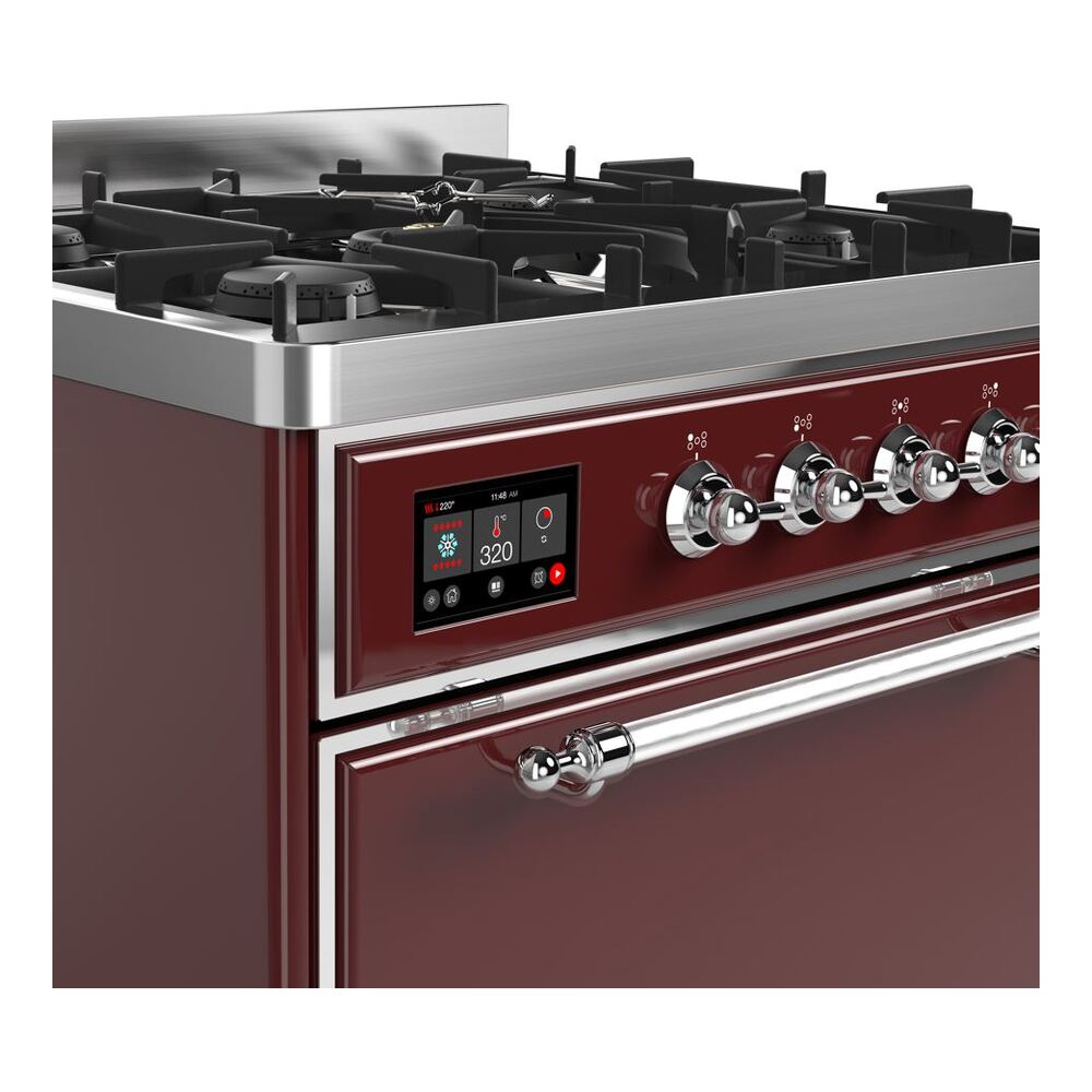 ILVE UM30D Majestic II 30 inch Dual Fuel Range with 5 Black Brass Burners