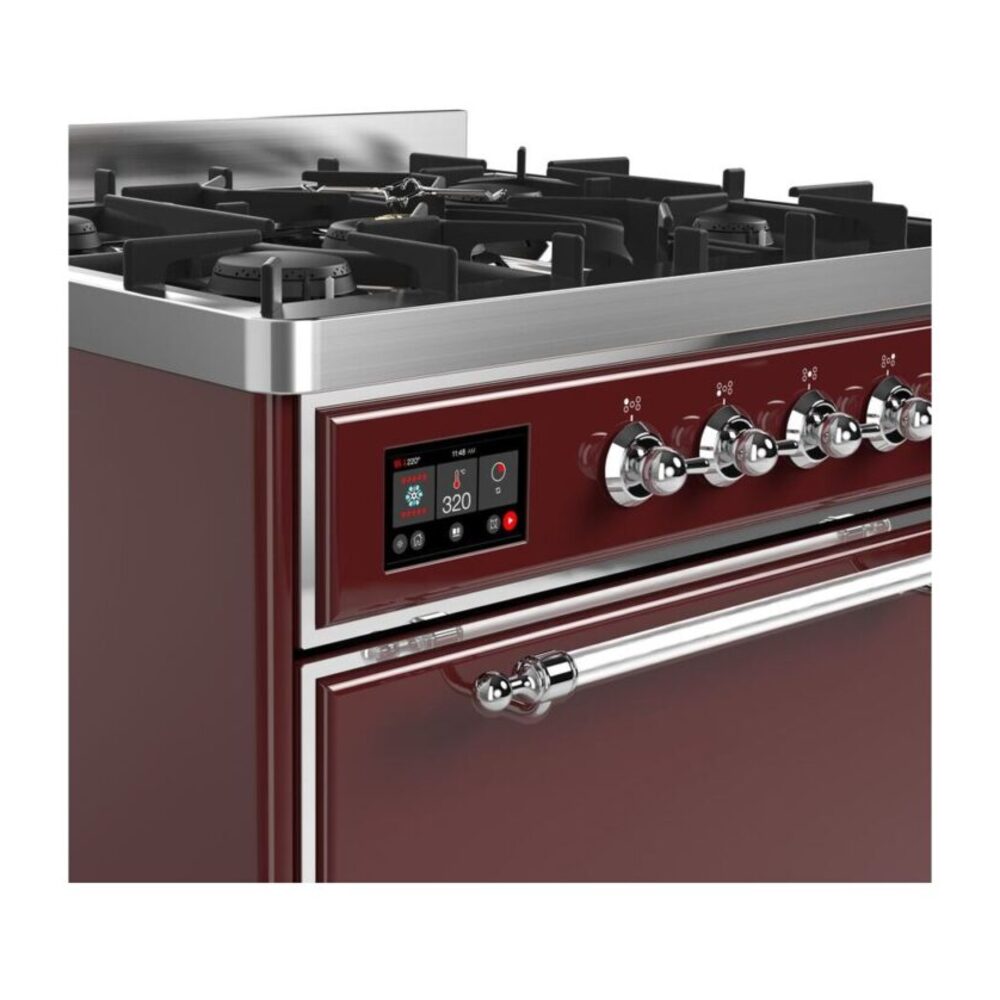 ILVE UM30D Majestic II 30 inch Dual Fuel Range with 5 Black Brass Burners