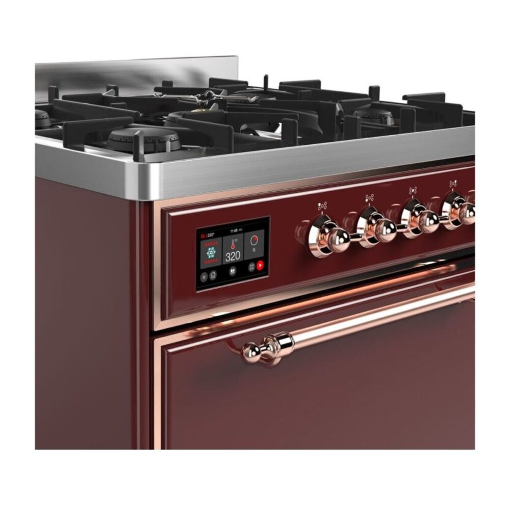 ILVE UM30D Majestic II 30 inch Dual Fuel Range with 5 Black Brass Burners