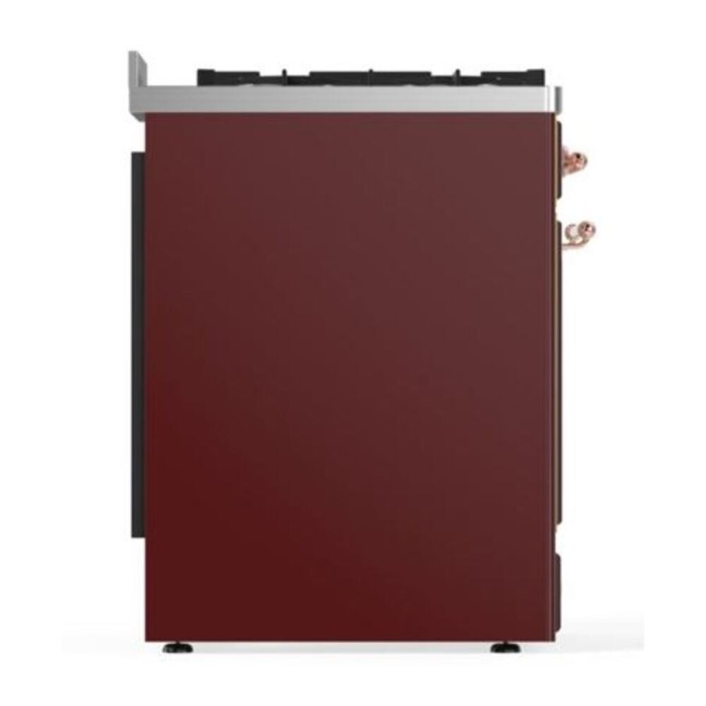 ILVE UM30DQNE3BUP Majestic II 30 inch Dual Fuel Range with 5 Black Brass Burners (Natural Gas, Solid Door, Burgundy, Copper) 8 ILVE_UM30DQNE3BUP_Majestic_II_30_Dual_Fuel_Range_Left_Angle
