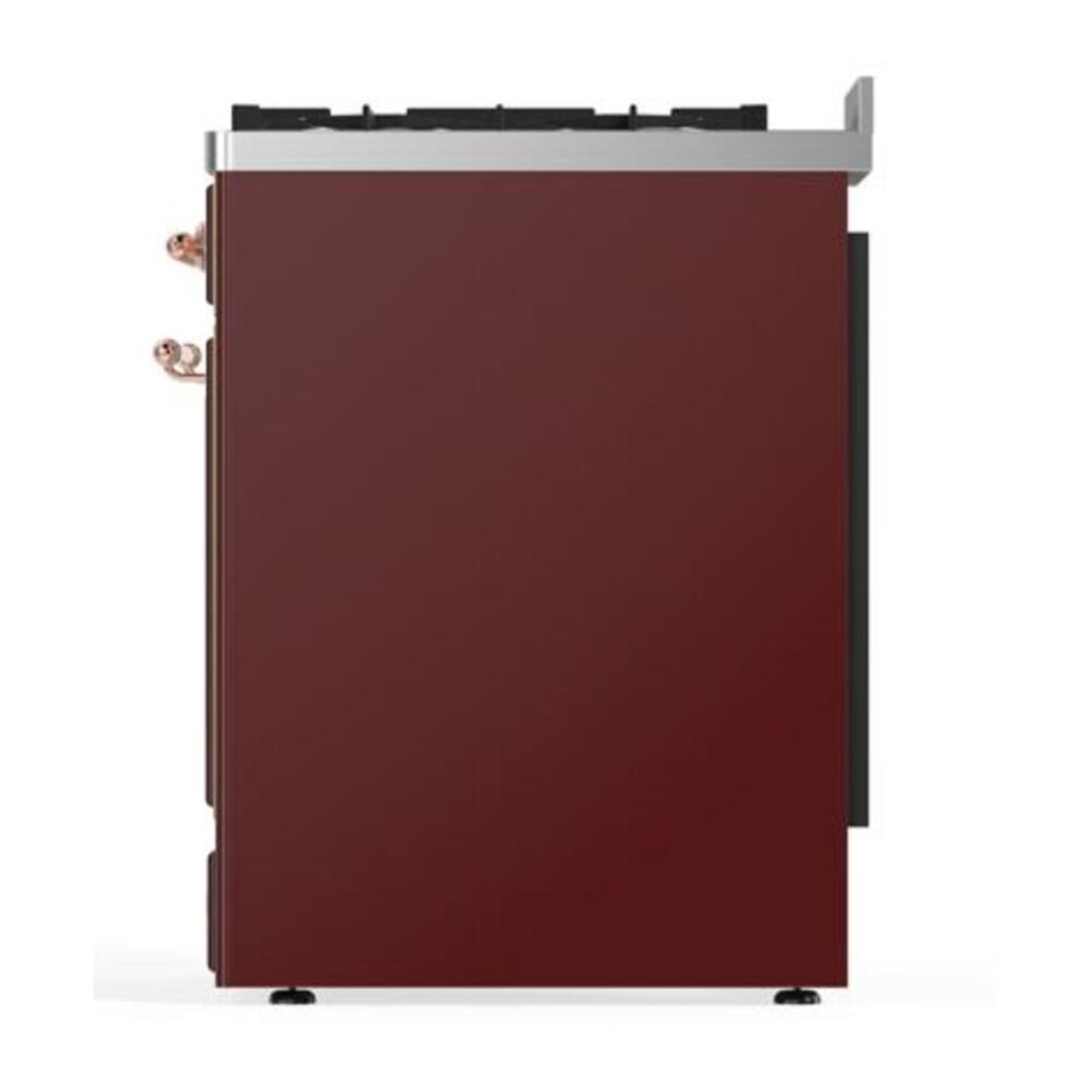 ILVE UM30DQNE3BUP Majestic II 30 inch Dual Fuel Range with 5 Black Brass Burners (Natural Gas, Solid Door, Burgundy, Copper) 9 ILVE_UM30DQNE3BUP_Majestic_II_30"_Dual_Fuel_Range_Right_Angle