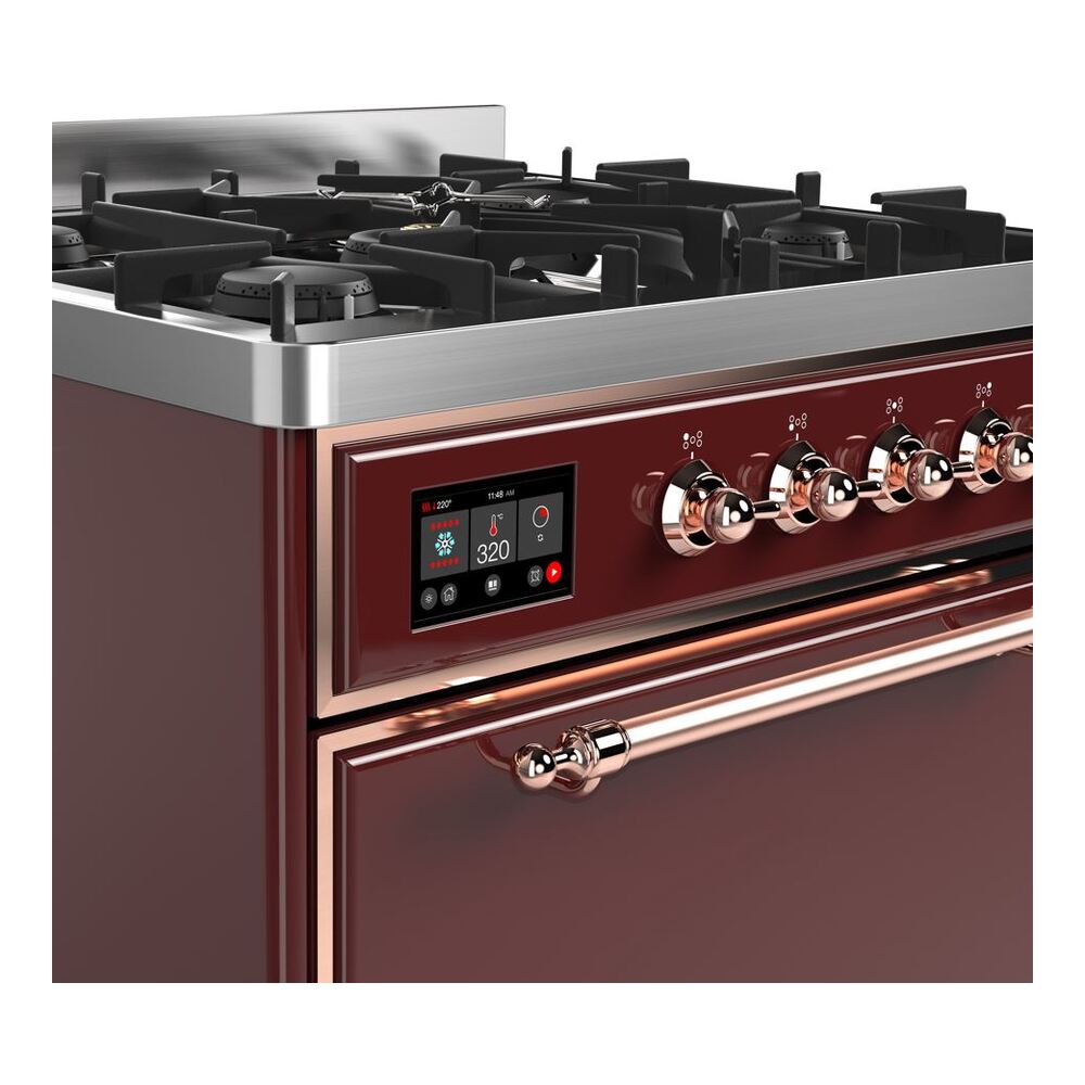 ILVE UM30D Majestic II 30 inch Dual Fuel Range with 5 Black Brass Burners
