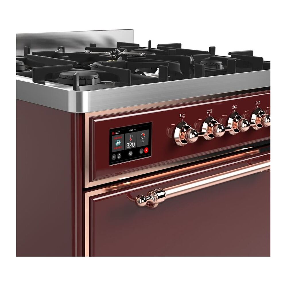 ILVE UM30DQNE3BUP Majestic II 30 inch Dual Fuel Range with 5 Black Brass Burners (Natural Gas, Solid Door, Burgundy, Copper) 6 ILVE UM30D Majestic II 30 inch Dual Fuel Range with 5 Black Brass Burners