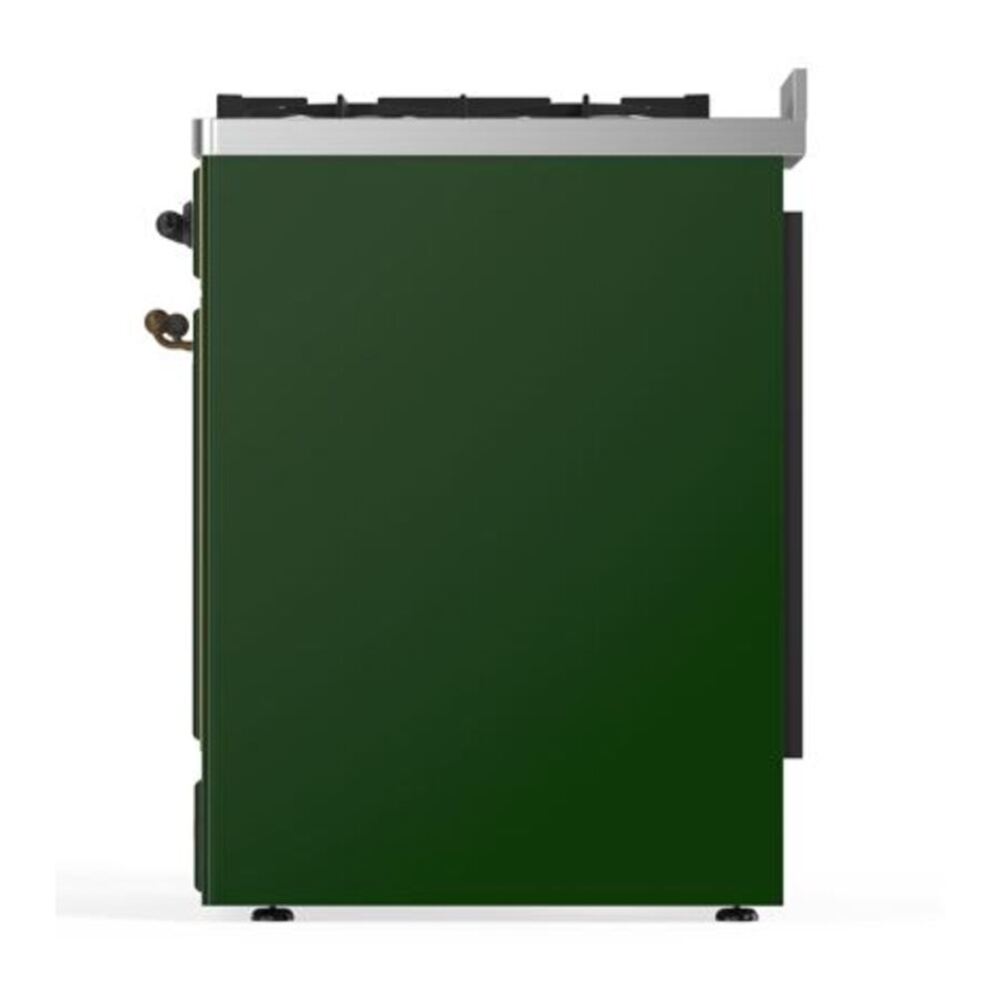 ILVE UM30DQNE3EGB Majestic II 30 inch Dual Fuel Range with 5 Black Brass Burners (Natural Gas, Solid Door, Emerald Green, Burnished) 9 ILVE_UM30DQNE3EGB_Majestic_II_30"_Dual_Fuel_Range_Right_Angle