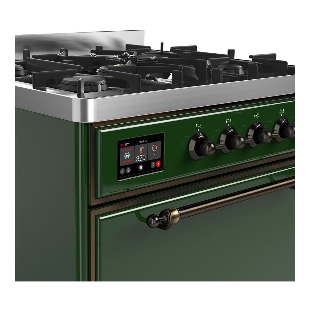 ILVE UM30D Majestic II 30 inch Dual Fuel Range with 5 Black Brass Burners