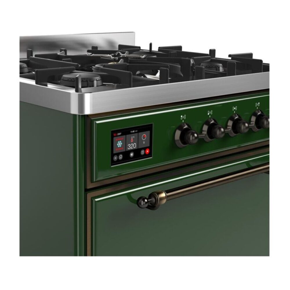 ILVE UM30D Majestic II 30 inch Dual Fuel Range with 5 Black Brass Burners