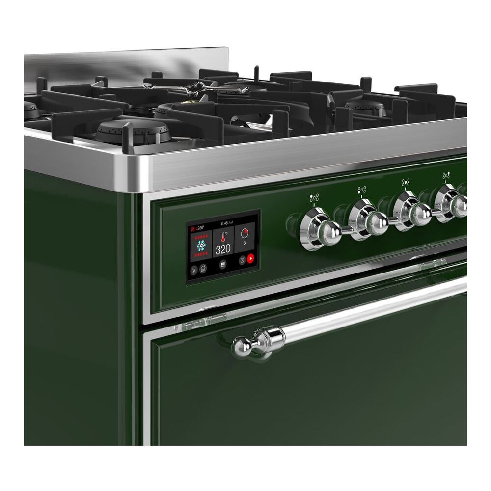 ILVE UM30D Majestic II 30 inch Dual Fuel Range with 5 Black Brass Burners