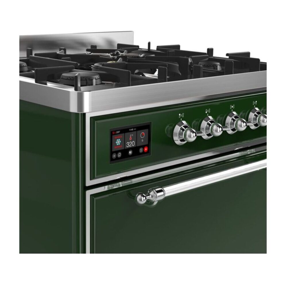 ILVE UM30D Majestic II 30 inch Dual Fuel Range with 5 Black Brass Burners