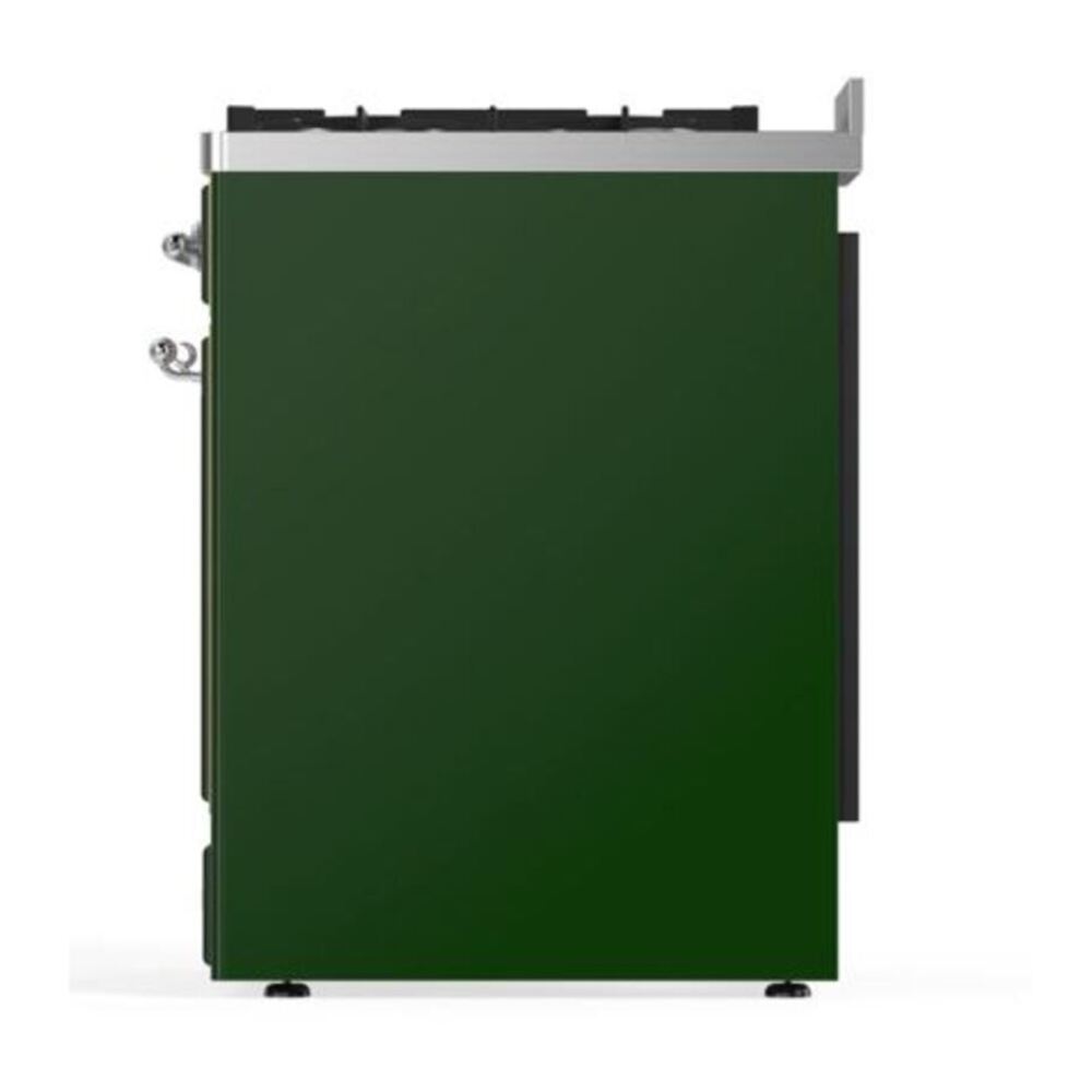 ILVE UM30DQNE3EGC Majestic II 30 inch Dual Fuel Range with 5 Black Brass Burners (Natural Gas, Solid Door, Emerald Green, Chrome) 9 ILVE_UM30DQNE3EGC_Majestic_II_30"_Dual_Fuel_Range_Right_Angle