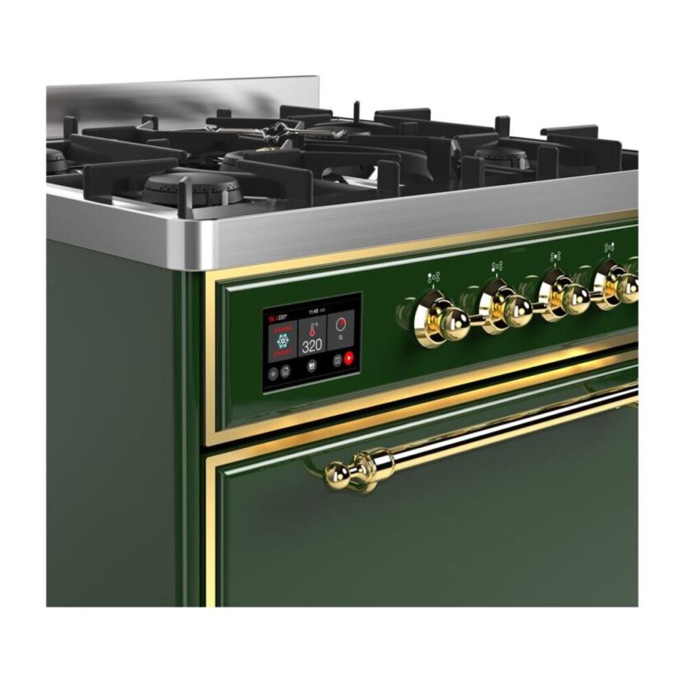 ILVE UM30D Majestic II 30 inch Dual Fuel Range with 5 Black Brass Burners