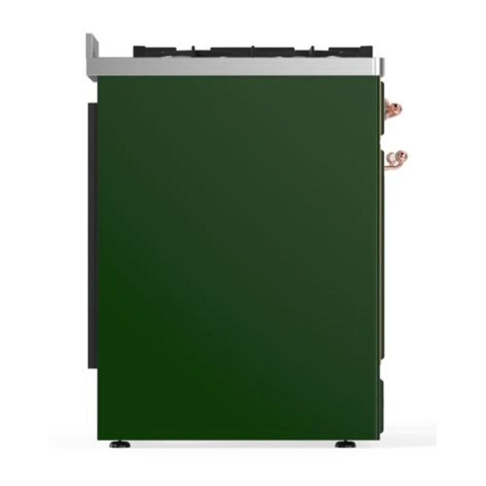 ILVE UM30DQNE3EGPLP Majestic II 30 inch Dual Fuel Range with 5 Black Brass Burners (Liquid Propane, Solid Door, Emerald Green, Copper) 8 ILVE_UM30DQNE3EGPLP_Majestic_II_30"_Dual_Fuel_Range_Left_Angle