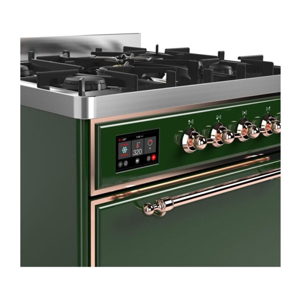 ILVE UM30D Majestic II 30 inch Dual Fuel Range with 5 Black Brass Burners