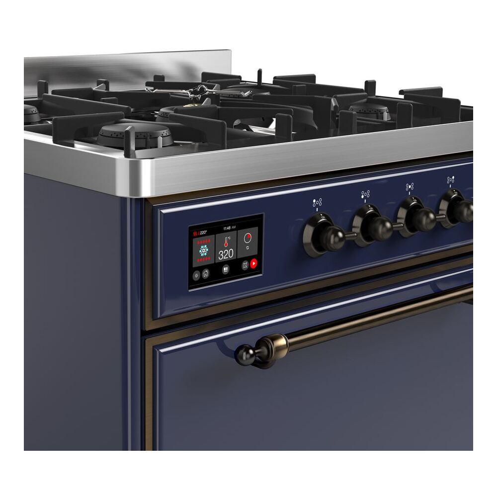 ILVE UM30D Majestic II 30 inch Dual Fuel Range with 5 Black Brass Burners