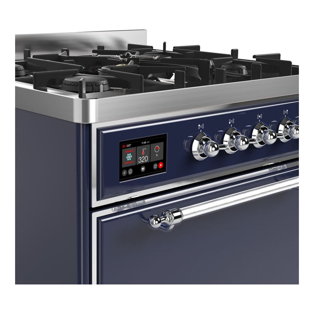 ILVE UM30D Majestic II 30 inch Dual Fuel Range with 5 Black Brass Burners