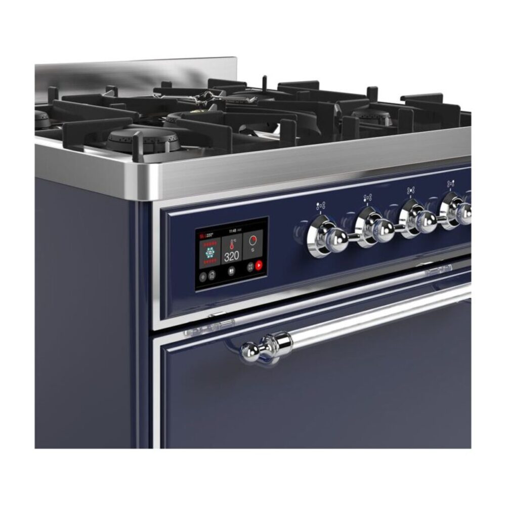 ILVE UM30D Majestic II 30 inch Dual Fuel Range with 5 Black Brass Burners