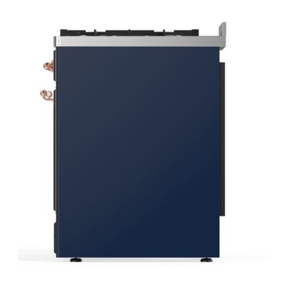 ILVE UM30DQNE3MBPLP Majestic II 30 inch Dual Fuel Range with 5 Black Brass Burners (Liquid Propane, Solid Door, Midnight Blue, Copper) 9 ILVE_UM30DQNE3MBPLP_Majestic_II_30"_Dual_Fuel_Range_Right_Angle
