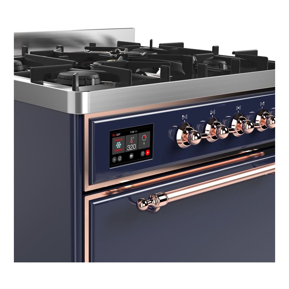 ILVE UM30D Majestic II 30 inch Dual Fuel Range with 5 Black Brass Burners