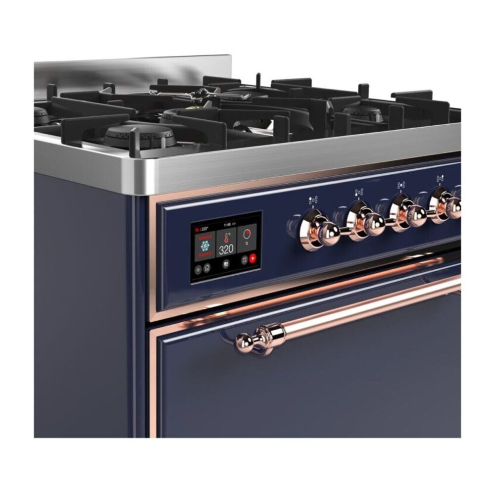 ILVE UM30D Majestic II 30 inch Dual Fuel Range with 5 Black Brass Burners