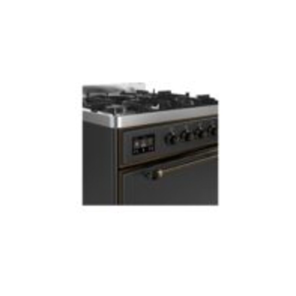 ILVE UM30D Majestic II 30 inch Dual Fuel Range with 5 Black Brass Burners