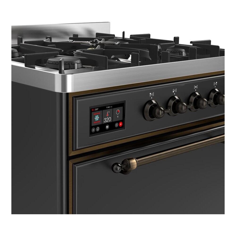 ILVE UM30D Majestic II 30 inch Dual Fuel Range with 5 Black Brass Burners
