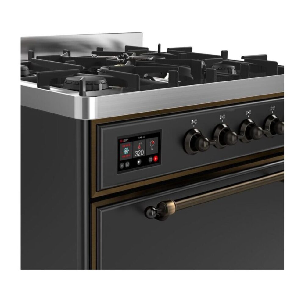ILVE UM30D Majestic II 30 inch Dual Fuel Range with 5 Black Brass Burners