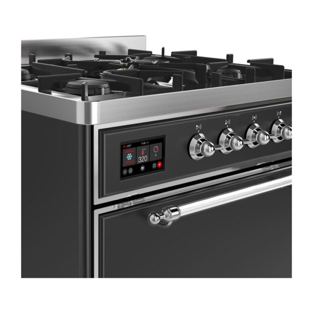 ILVE UM30D Majestic II 30 inch Dual Fuel Range with 5 Black Brass Burners