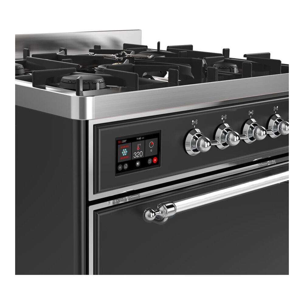 ILVE UM30DQNE3MGCLP Majestic II 30 inch Dual Fuel Range with 5 Black Brass Burners (Liquid Propane, Solid Door, Graphite Matte, Chrome) 6 ILVE UM30D Majestic II 30 inch Dual Fuel Range with 5 Black Brass Burners