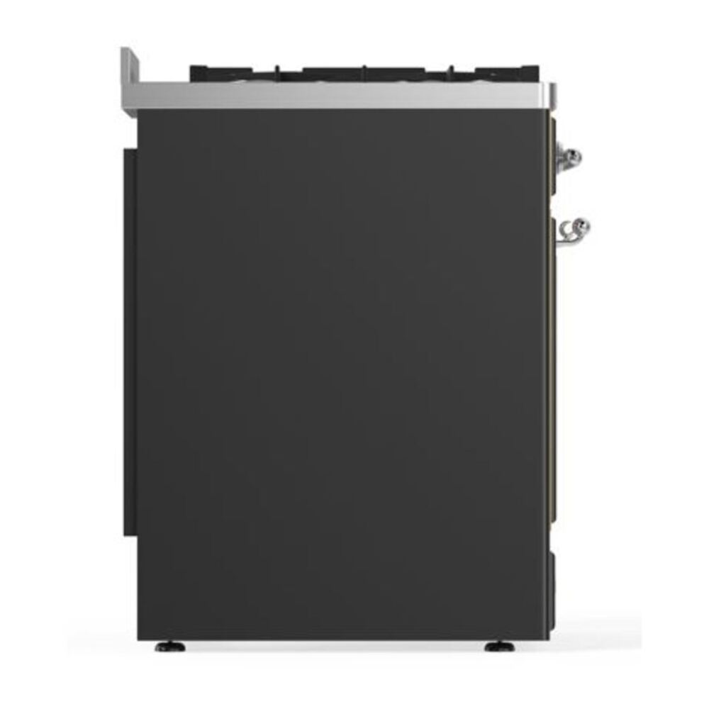 ILVE UM30DQNE3MGC Majestic II 30 inch Dual Fuel Range with 5 Black Brass Burners (Natural Gas, Solid Door, Graphite Matte, Chrome) 8 ILVE_UM30DQNE3MGC_Majestic_II_30"_Dual_Fuel_Range_Left_Angle