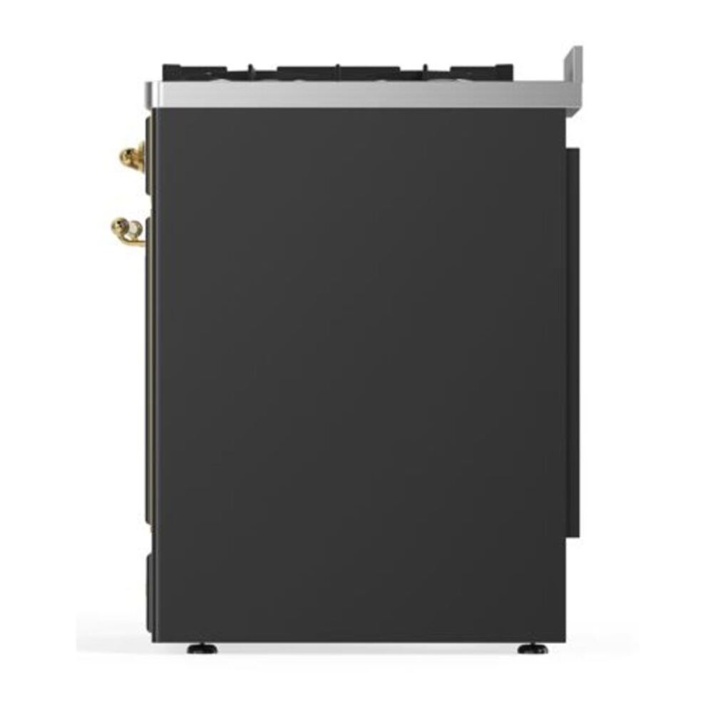 ILVE UM30DQNE3MGGLP Majestic II 30 inch Dual Fuel Range with 5 Black Brass Burners (Liquid Propane, Solid Door, Graphite Matte, Brass) 9 ILVE_UM30DQNE3MGGLP_Majestic_II_30"_Dual_Fuel_Range_Right_Angle
