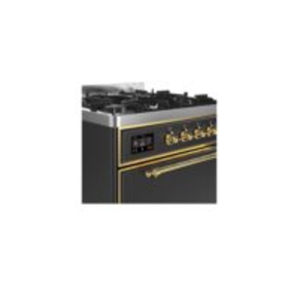 ILVE UM30D Majestic II 30 inch Dual Fuel Range with 5 Black Brass Burners