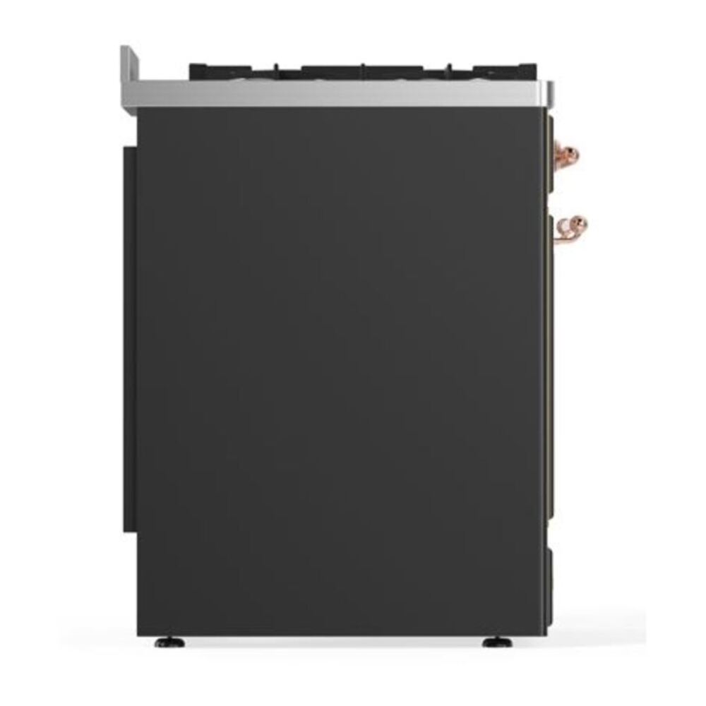ILVE UM30DQNE3MGP Majestic II 30 inch Dual Fuel Range with 5 Black Brass Burners (Natural Gas, Solid Door, Graphite Matte, Copper) 8 ILVE_UM30DQNE3MGP_Majestic_II_30"_Dual_Fuel_Range_Left_Angle